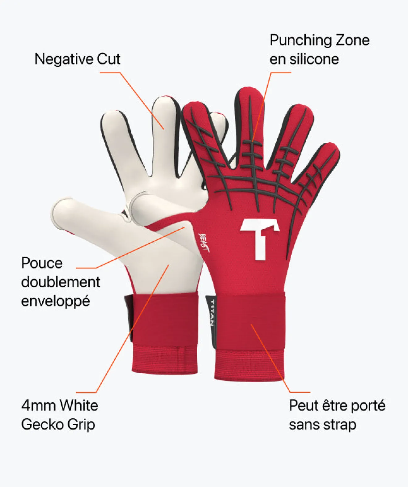 T1TAN Red Beast 3.0- Beast Collection | Gants De Gardien Pour Enfants